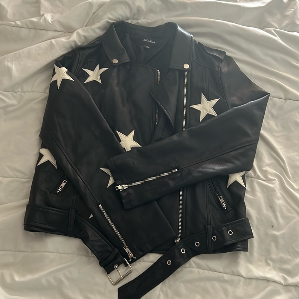 BLACK LEATHER STAR JACKET